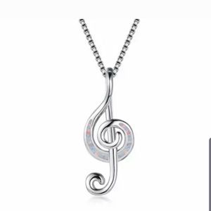 Fire opal music note.Sterling silver